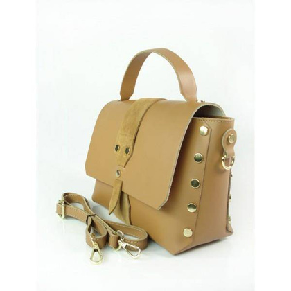 Kuferek listonoszka A5 złote dżety + zamsz camel Vera Pelle   VPK789C