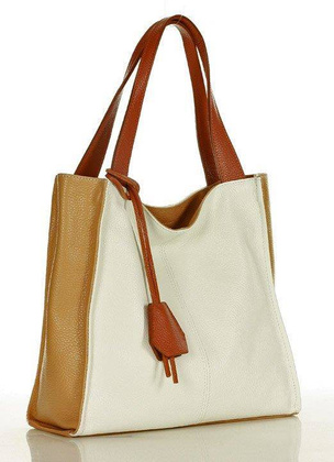 Modny skórzany shopper MAZZINI - Portofino Max multi biały - min. zamówienie 20 / 50 / 100 szt.