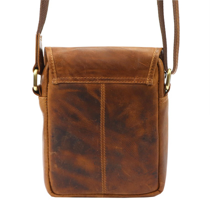 Klasyczna skórzana saszetka męska, na ramię, zameczki, kieszonki