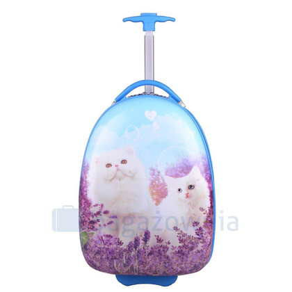 Walizka dziecięca KEMER RGL BIAŁE KOTKI + Plecak GRATIS Różowa