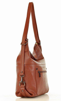 MARCO MAZZINI Niezawodna torebka plecak z naturalnej skóry brąz - min. zamówienie 20 / 50 / 100 szt.