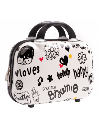 Zestaw 3 walizek + Kuferek KEMER RGL PRINT LOVES Biały