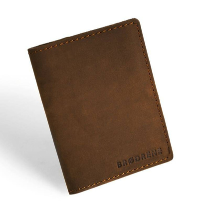 Jasnobrązowy cienki portfel ze skóry naturalnej z bilonem slim wallet BRØDRENE SW04 - min. zamówienie 20 / 50 / 100 szt.