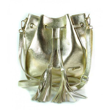 Włoska listonoszka woreczek La Bomba przewieszka złote okucia złota skórka nabłyszczana  LB38ORO