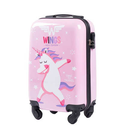 Bardzo mała kabinowa walizka WINGS JEDNOROŻEC XS Różowa