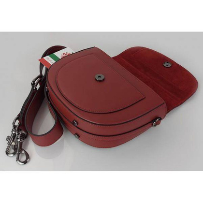 Listonoszka,chlebak,przewieszka  Vera Pelle klapka zamsz Czerwona LVP399R