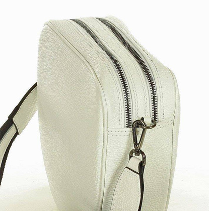 Torba skórzana na dwa zamki crossbody camera bag - MARCO MAZZINI biały - min. zamówienie 20 / 50 / 100 szt.