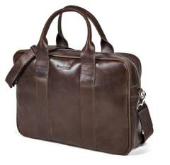 Męska torba na ramię ze skóry naturalnej na laptop BRØDRENE R01 ciemny brąz Kolor wnętrza: Czarny - min. zamówienie 20 / 50 / 100 szt.