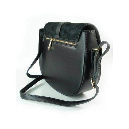 LISTONOSZKA SKÓRZANA TOREBKA CHLEBAK  ZŁOTO ZAMSZ CZARNA  VP116N