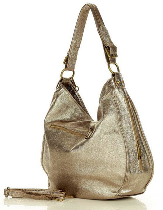 Torebka skórzana eleganc sacco MARCO MAZZINI - dark bronzo złota - min. zamówienie 20 / 50 / 100 szt.