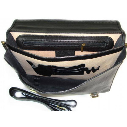 Teczka , męska aktówka ,skóra naturalna dwie przegrody  Czarna TM76N