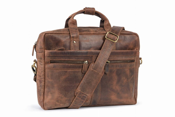 Torba skórzana męska na laptopa VOOC RDW5 brązowa