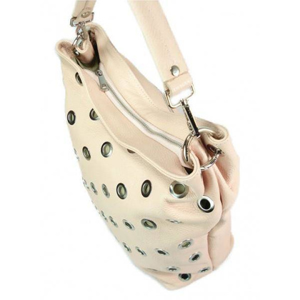 Włoski worek dzety kółka Vera Pelle pojemny Różowy  jasny WK579RR