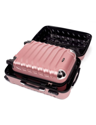 Walizki podróżne na kółkach ABS 2w1 730 S / L NIEBIESKI METALICZNY