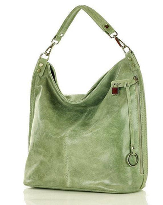 Ponadczasowa torebka worek skórzana MAZZINI - Renella zieleń pistacja - min. zamówienie 20 / 50 / 100 szt.