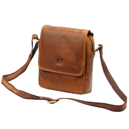 Klasyczna skórzana saszetka męska, na ramię, torebka męska