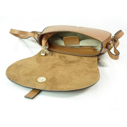 LISTONOSZKA SKÓRZANA TOREBKA CHLEBAK  ZŁOTO ZAMSZ CAMEL VP116C