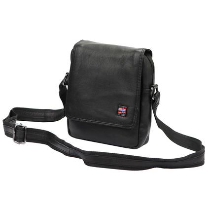 Klasyczna męska torebka- saszetka na ramię, skóra