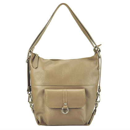 Skórzana torebka shopperka, worek, mieści a4 