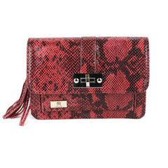 T-06 Torebka z klapką - print wężowy malina KEMER