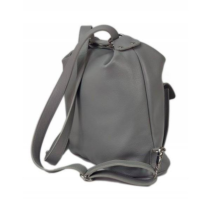 Torebko plecak,Włoski worek na ramię Vera Pelle,pojemny A4 STP12G szary