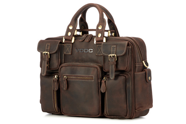 Torba skórzana na laptop 15,6" KEMER VOOC XC1 Czekoladowy brąz