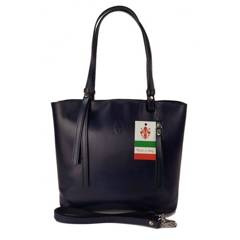 Torebka na ramię Vera Pelle ,Włoski skórzany kuferek format A4, Granatowa KM446BS