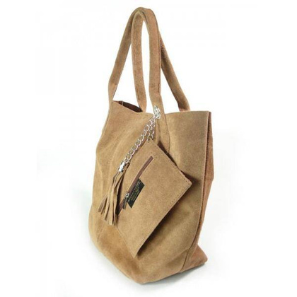 ZAMSZ NATURALNY WŁOSKA TORBA XL A4  SHOPPER BAG  SKÓRZANA  CAMEL W567C