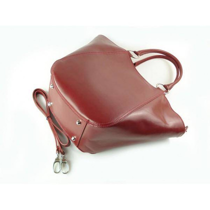 Koszyk- włoska super pojemna torebka rozkładana bordowa KS468R