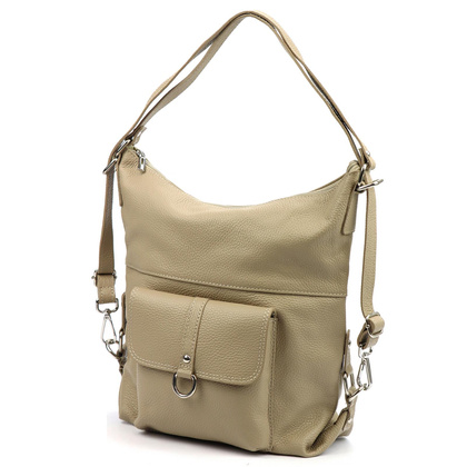 Skórzana torebka shopperka, worek, mieści a4 