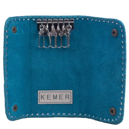 Etui na klucze skórzane KEMER K15 Beżowo turkusowe - min. zamówienie 20 / 50 / 100 szt.