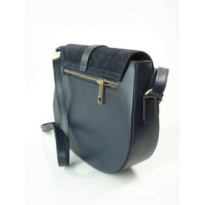 Listonoszka skórzana torebka chlebak złoto zamsz Granatowa VP116BS