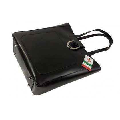 Duży shopper bag na ramię Vera Pelle , Włoska skórzana torba Czarna  SBKB11N