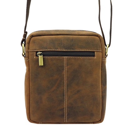 klasyczna saszetka męska, skórzana naturalna, nubuk