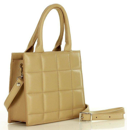 MARCO MAZZINI Nietuzinkowa Torebka kuferek skóra naturalna oryginale leather bag beż cappuccino - min. zamówienie 20 / 50 / 100 szt.