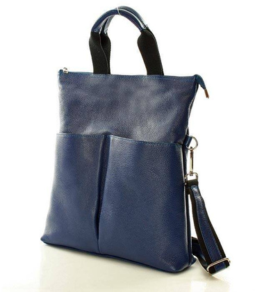 Nowoczesna torebka skórzana MAZZINI - Gala New granatowa - min. zamówienie 20 / 50 / 100 szt.