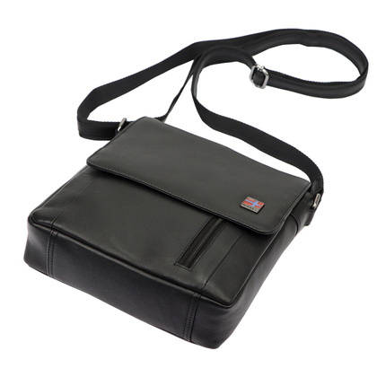 Klasyczna saszetka męska, torba na ramię, skóra naturalna