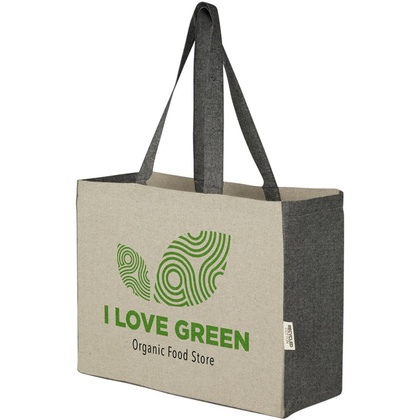 Pheebs torba na zakupy z płaskim dnem o pojemności 18 l z bawełny z recyklingu o gramaturze 190 g/m² i kontrastującymi bokami