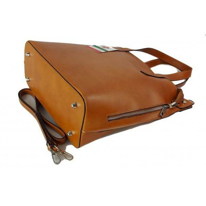 Włoska torebka skórzana na ramię ,shopper mieści A4 ,Vera Pelle ,Camel  SB586C