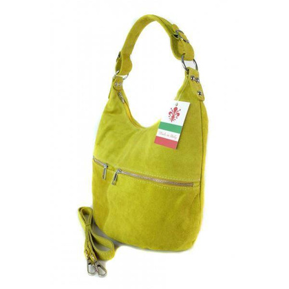 Klasyczny worek na ramię ,zamki suwaki XL A4  Shopper bag zamsz naturalny żółta  W345GL2