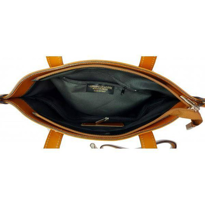 Włoska torebka skórzana na ramię ,shopper mieści A4 ,Vera Pelle ,Camel  SB586C