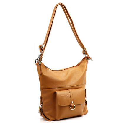 Skórzana torebka shopperka, worek, mieści a4 