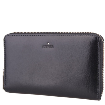 Portfel damski skórzany KEMER D48 Czarny - min. zamówienie 20 / 50 / 100 szt.