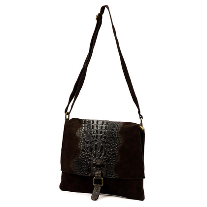 Torebka- listonoszka z naturalnej skóry zamszowej, 26-076 CROCO