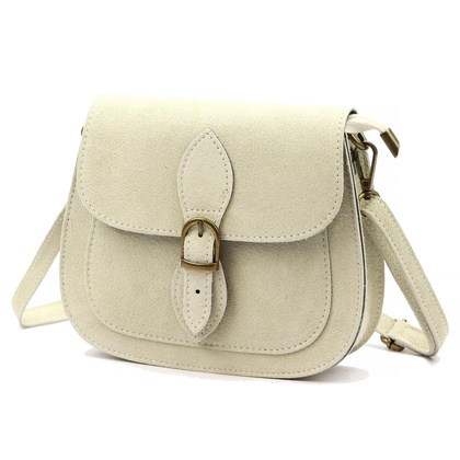 Mała torebka damska- listonoszka, naturalna skóra zamszowa 25-020