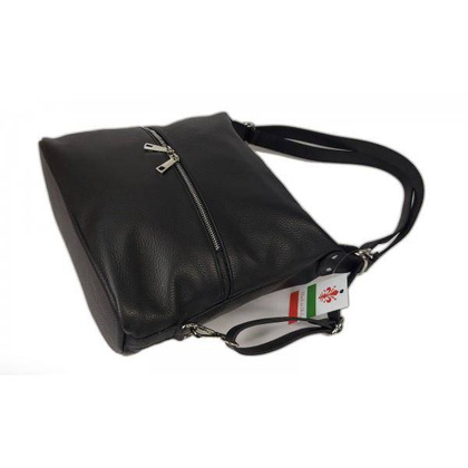 Torebko plecak,Włoski worek na ramię Vera Pelle,pojemny A4 STZ34N czarny