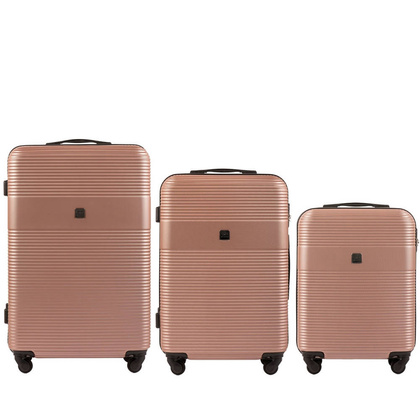 Zestaw 3 walizek WINGS 5398-3 Rose Gold