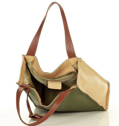 Modny skórzany shopper MAZZINI - Portofino Max multi moro zieleń militare - min. zamówienie 20 / 50 / 100 szt.