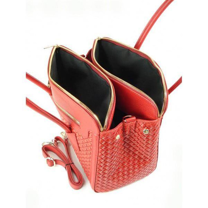 KUFEREK TRZY KOMORY ZŁOTE OKUCIA NA RAMIĘ TOREBKA VERA  PELLE  SKÓRA KRATKA CZERWONA HIT  NM33R