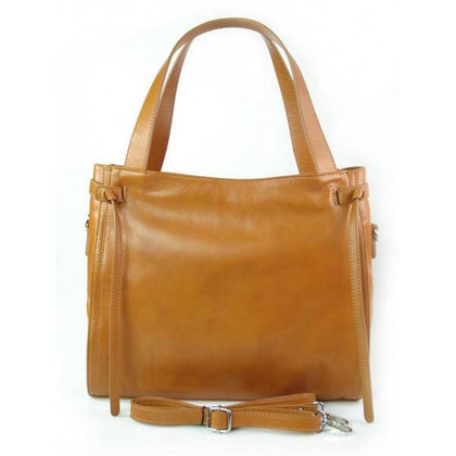 Duża włoska torebka  Vera Pelle na ramię ,pojemna Camel  WLB199C